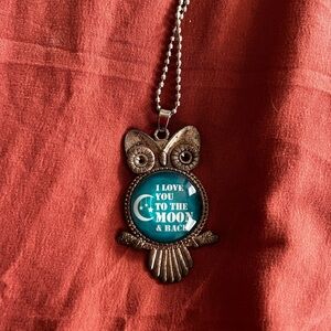 Owl Pendant Necklace with Blue Moon Design